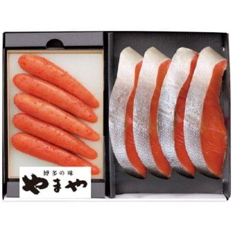 お歳暮・冬ギフト やまや 無着色辛子明太子・紅鮭詰合せ (38309) ※送料無料(北海道・沖縄・離島への配送不可)