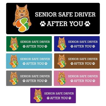 カーサイン 高齢者マーク SENIOR SAFE DRIVER アメリカンボブテイル ステッカー シール 長方形 20x6.7cm 肉球 日本製 車