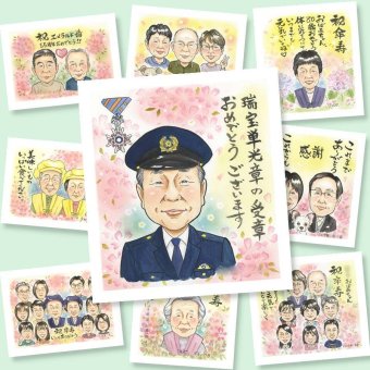 受章の記念に、写真をもとに、心が和む似顔絵を描きます。修正無料で、納得しながら進められます。 プレゼント 似顔絵 受章 ギフト 手描き 名入れ 贈り物 受章 叙勲 記念 受賞 お祝い 上司 両親 先生 先輩 下書き確認 名入れ 修正無料 親孝行 実績多数 かわいい 宝物 受章記念 叙勲 一生もの 受賞 白寿祝い サプライズ 二次会 還暦祝い 初任給 米寿祝い 古希祝い 喜寿祝い 感動