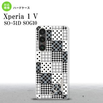 Xperia 1V Xperia 1V スマホケース 背面ケース ハードケース パッチワーク 黒 +アルファベット 2023年 6月発売 nk-xp15-1063i