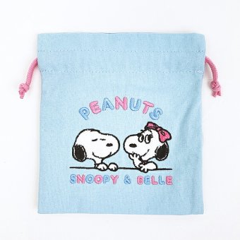 スヌーピー ＆ベル サガラ刺繍巾着 ライトブルー SNOOPY