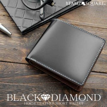二つ折り 財布 メンズ 短財布 ビームズ スクエア  BEAMZ SQUARE ブラックダイヤ 黒 ウォレット 馬革 馬皮 レザー 本革 本皮 BZSQ-1732