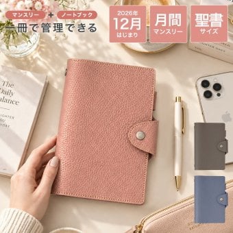 システム手帳 2027年 聖書サイズ B6 ソフトファイルバインダー 6穴 シンプル 無地 キーワード ダイアリー リング手帳 2026年12月始まり 女性 男性 おしゃれ 合皮 バイブル スケジュール帳 レイメイ藤井 月間 マンスリー 六曜 祝日 月曜始まり リフィル ピンク ブルー 茶色