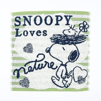 スヌーピー ミニタオル ストライプ グリーン ハンカチ SNOOPY