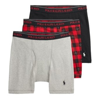 ポロラルフローレン：CLASSIC FIT COTTON ボクサーブリーフ 3PK (アンドーバーヘザー/アイススケートコンボ/ポロブラック)[ボクサーパンツ/ 男性下着/ メンズインナー/人気ブランド/おすすめギフト/誕生日プレゼント/メンズファッション]