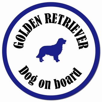 カラフル Dog on board ゴールデンレトリバー ホワイト＆ネイビー カーサイン 車 マグネットステッカー 犬 マグネット 強力 直径13cm 丸型 おしゃれ かわいい ドラレコステッカー 安全対策 危険運転 煽り運転 アニマル 動物 犬種別 屋外 防水 屋内