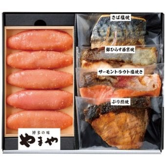 お歳暮・冬ギフト やまや 無着色辛子明太子・レンジで簡単焼魚詰合せ (38326) ※送料無料(北海道・沖縄・離島への配送不可)