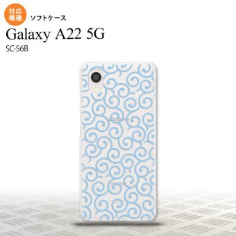 SC-56B Galaxy A22 スマホケース ソフトケース 唐草 クリア 水色 メンズ レディース nk-a22-tp1127