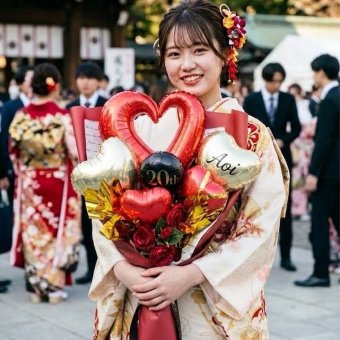 バルーンブーケ　20thレッドゴールド 大人カラー