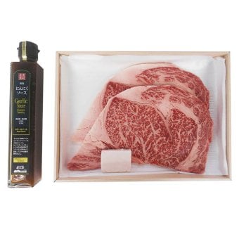 松阪牛ロースステーキ&にんにくソースセット (RSTNS36-160MA) [お中元][お歳暮] ※送料無料(北海道・沖縄・離島への配送不可)
