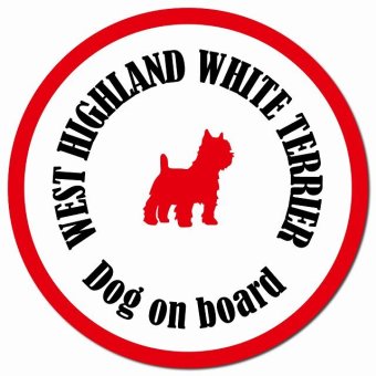 カラフル Dog on board ウエストハイランドホワイトテリア ホワイト＆レッド カーサイン 車 マグネットステッカー 犬 マグネット 強力 直径13cm 丸型 おしゃれ かわいい ドラレコステッカー 安全対策 危険運転 煽り運転 アニマル 動物 犬種別 屋外 防水 屋内
