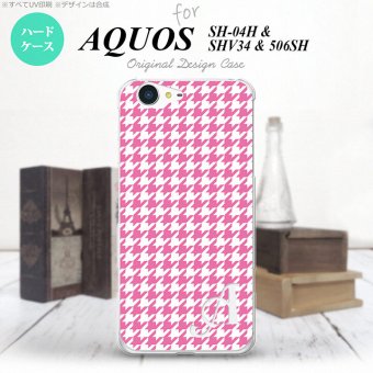 【SH04H】【スマホケース/スマホカバー】【アクオス ゼータ】SH04H スマホケース AQUOS ZETA ケース アクオス ゼータ イニシャル 千鳥柄 ピンク白 nk-sh04h-902ini【メール便送料無料】