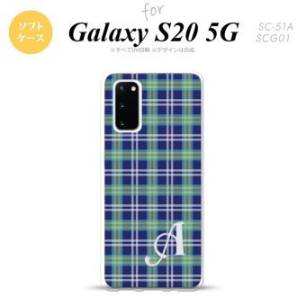 SC-51A SCG01 Galaxy S20 スマホケース ソフトケース チェック B 青 +アルファベット メンズ レディース nk-s20-tp438i