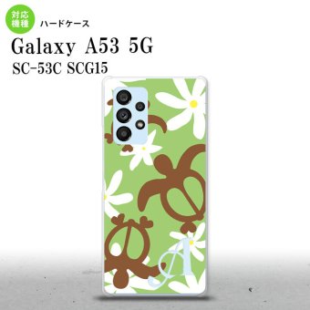 SC-53C SCG015 Galaxy A53 5G スマホケース 背面ケース ハードケース ホヌ ティアレ 緑 +アルファベット メンズ レディース nk-a53-1083i