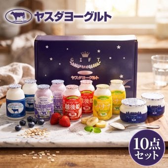 ヤスダヨーグルト ギフトセット 10点 セット 乳製品  飲むヨーグルト ドリンクヨーグルト ブルーベリー 越後姫 バナナ プレーン 新潟県産生乳 お歳暮 内祝い 贈り物 ギフト プレゼント お祝い お熨斗 化粧箱入り 季節の味わいを楽しむ贅沢なギフト 送料無料