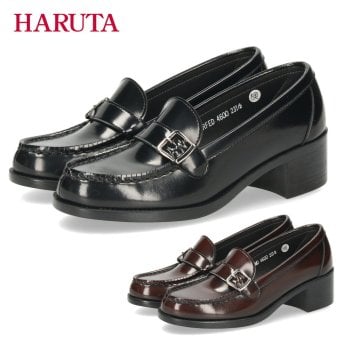 ハルタ ローファー レディース 靴 ３E 幅広 4.5cm チャンキーヒール 歩きやすい HARUTA 4600 学生 通学 黒 ブラック 茶 ブラウン 女の子 卒業式 入学式 定番