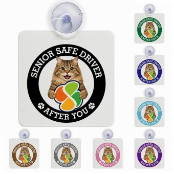 カーサイン 高齢者マーク SENIOR SAFE DRIVER サイベリアン 車内用 吸盤タイプ 収れん火災防止タイプ 肉球 日本製 車 ステッカー