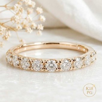 ダイヤモンド リング ハーフエタニティ 0.5ct K18 ピンクゴールド 8.5号 指輪 18金 鑑別カード付き 婚約指輪 結婚記念日 ギフト プレゼント