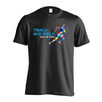 陸上競技 マラソン ランニング Tシャツ 半袖 メンズ ウェア レディース 練習着 ジュニア ドライ おもしろ tシャツ 速乾 名入れ スポーツ 女子 男子 チーム おしゃれ 文字入れ 「ポリゴンシルエットの陸上競技」 アートワークスコウベ 【送料無料】