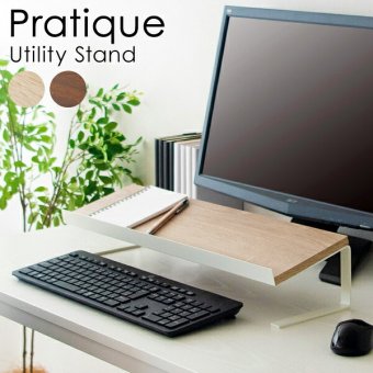 デスク チェア ユーティリティスタン 上スタンド テーブル上収納 小物収納 スマホスタンド タブレットスタンド キーボードスタンド スチール 木目柄 ナチュラル ブラウン 2色対応 卓上ラック 収納 小物置き