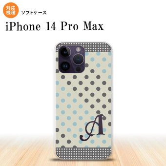 iPhone14 ProMax iPhone14 Pro Max スマホケース 背面ケースソフトケース ドット 水玉 C グレー 青 +アルファベット 2022年 9月発売 nk-i14pm-tp1650i