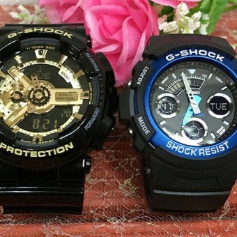 ペアウオッチ gショック恋人たちのGショックペア G-SHOCK BABY-G ペアウォッチ ペア腕時計 カシオ 2本セット  アナデジ GA-110GB-1AJF AW-591-2AJF お揃い     新品 手書きします　人気  婚約　夫婦 高級　クリスマス プレゼント おすすめ