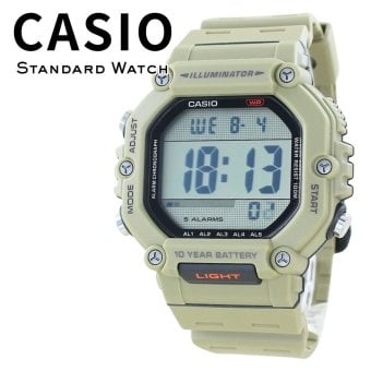 箱なし カシオ 腕時計 メンズ CASIO デジタル カーキ ベージュ 海外モデル 逆輸入 10年電池 100m防水 ストップウォッチ タイマー アラーム LEDライト アウトドア スポーツ 誕生日 父の日 プレゼント ギフト 成人 卒業 入学