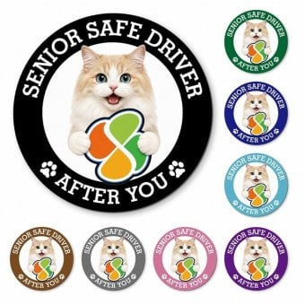 カーサイン 高齢者マーク SENIOR SAFE DRIVER ラガマフィン マグネット 強力 直径13cm 肉球 日本製 車 ステッカー