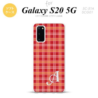 SC-51A SCG01 Galaxy S20 スマホケース ソフトケース チェック B 赤 +アルファベット メンズ レディース nk-s20-tp432i