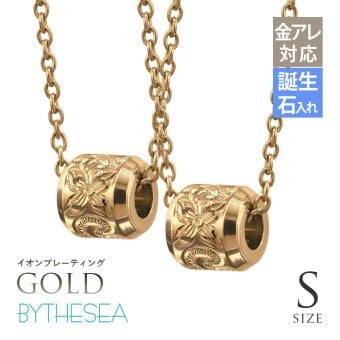 金属アレルギー対応 ネックレス ハワイアンジュエリー 純チタン ゴールドカラー ネックレス 誕生石 バレル Sサイズ チェーン 長さ選べる イオンプレーティング メンズ レディース プレゼント 【品番：CG-TIP403S-RYP】