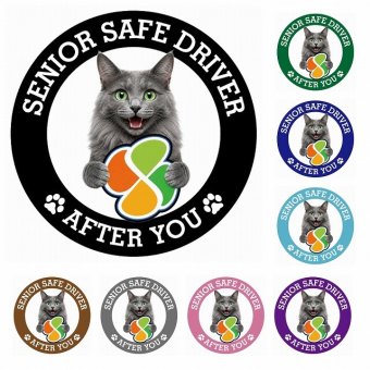 カーサイン 高齢者マーク SENIOR SAFE DRIVER ネベロング ステッカー シール 直径13cm 肉球 日本製 車