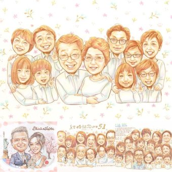 誕生日のプレゼントに、お祝いの場を明るくする似顔絵です。 ギフト 似顔絵 大人数 名入れ プレゼント 贈り物 手描き 誕生日 長寿 お祝い 記念日 大人数 孫 ご家族 祖父母 世代 下書き確認 修正無料 名入れ 一生もの 親孝行 かわいい 実績多数 大人数 宝物 全員 集合 感謝 お祝いの品 節目 披露宴 ホワイトデー 贈答品 感激 キレイ ブライダルギフト クリスマス 白寿祝い 喜寿祝い