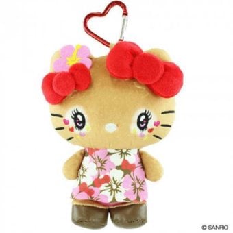 ハローキティ マスコット ポーチ 平成レトロ コギャル シリーズ ハイビスカス柄 ハート型 カラビナ付き ぬいぐるみ風 キティちゃん サンリオ キャラクター グッズ 小物入れ サンリオ正規ライセンス品