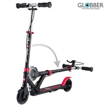 誕生日プレゼント GLOBBER グロッバー フローエレメント ジュニア キックボード キックスクーター 2輪 折りたたみ ハンドブレーキ 高さ調節 125mm 3歳 4歳 5歳 小学生 身長95cm 耐荷重50kg 外遊び 入園祝い ブラック レッド フランス 男の子 女の子 お祝い ギフト