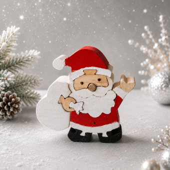 サンタクロースの組み木｜木製クリスマス飾り｜冬のインテリア・置き物｜季節のディスプレイ｜ハンドメイド