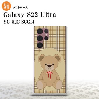 SC-52C SCG14 Galaxy S22 Ultra スマホケース 背面ケースソフトケース くま チェック 茶 メンズ レディース nk-s22ul-tp751