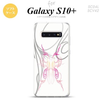 SC-04L SCV42 Galaxy S10+ スマホケース ソフトケース ピンスト 白 ピンク メンズ レディース nk-s10p-tp1246