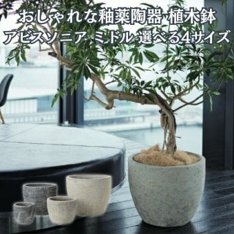 植木鉢 おしゃれ 大型 陶器 釉薬 丸型 ラウンド KONTON コントン アビス ソニア ミドル L M S XS 約16号 約12号 約9号 約6号 クリーム 灰 グレー 底穴あり 屋外 ベランダ 玄関 庭 テラス 観葉植物 多肉植物 シンボルツリー 北欧 モダン ナチュラル 大型プランター 寒冷地対応