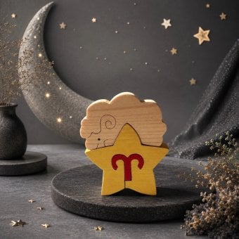 国産ヒノキ 星座の組み木｜牡羊座 ♈｜3/21〜4/19生まれ｜木製インテリア・誕生日プレゼント