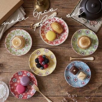 moka 6PCSプレートセット 小皿セット 6枚組 豆皿 美濃焼 日本製 北欧風 花柄 かわいい おしゃれ 電子レンジ対応 食洗機対応 内祝い 結婚祝い 結婚内祝い 出産内祝い 新築祝い ギフト 〈04278〉 M-mode