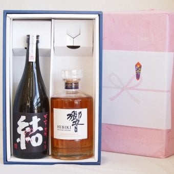 実りの秋の贈り物 感謝贈り物ボックス 洋酒焼酎2本セット（ウイスキー響700ml 芋焼酎結720ml）