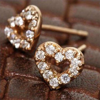 ピアス レディース ピンクゴールド ハート パヴェ ダイヤモンド 20石 10金 K10 ダイヤピアス アクセサリー ジュエリー ギフト プレゼント 誕生日 記念日