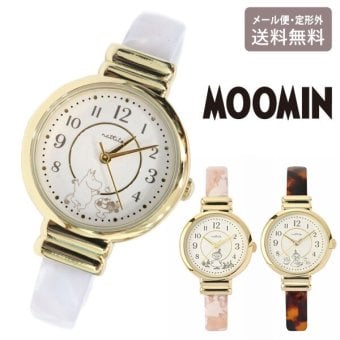 腕時計 ムーミン アクリルバングルウォッチ 定形外 送料無料 MOM023 MOOMIN リトルミイ ムーミン谷 スナフキン 時計 ウォッチ かわいい おしゃれ べっ甲 通学 通勤 学校 職場  ホワイト