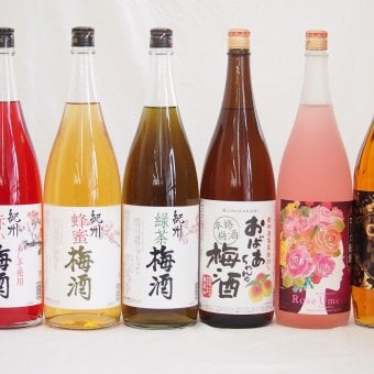 贅沢梅酒6本セット(おばあちゃんの梅酒 芳醇ブランデー仕立チョーヤ梅酒 ローズ梅酒(愛知) 赤しそ赤い梅酒(和歌山) 蜂蜜梅酒(和歌山) 緑茶梅酒(和歌山県)) 1800ml×6本