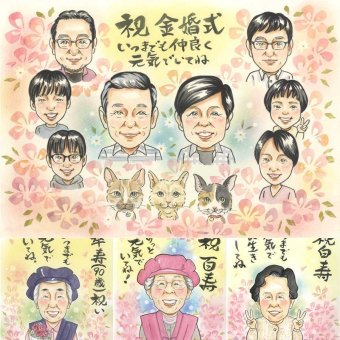 結婚記念日の記念に、大切な節目が思い出になる一枚です。 金婚式 プレゼント 似顔絵 贈り物 手描き 名入れ ギフト 結婚記念日 長寿 誕生日 お祝い 大人数 家族 祖父 ご夫婦 ご両親 修正無料 下書き確認 名入れ 似てる かわいい そっくり 親孝行 結婚50周年 宝物 一生もの 感謝 長寿 オーダーメイド 同窓会 白寿祝い ウェディングギフト 大量注文 バレンタインデー 米寿祝い クリスマス