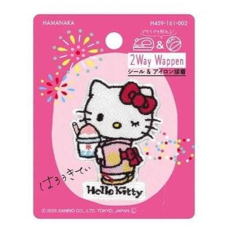 ハローキティ 刺繍ワッペン サンリオ 日本のお祭り かき氷 2way アイロン接着 シール 両用 キャラクター アップリケ 入園 入学 手芸 ハンドメイド サンリオ正規ライセンス品