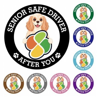 カーサイン 高齢者マーク SENIOR SAFE DRIVER アメリカンコッカースパニエル ステッカー シール 直径13cm 肉球 日本製 車
