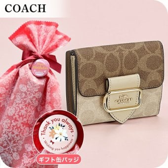レディース ギフトセット コーチ 二つ折り財布 コンパクト レディース ブランド COACH CCQ09-IMXI9-1 ブラウン ベージュ