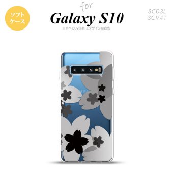 SC-03L SCV41 Galaxy S10 スマホケース ソフトケース 花柄 サクラ A 黒 メンズ レディース nk-s10-tp051