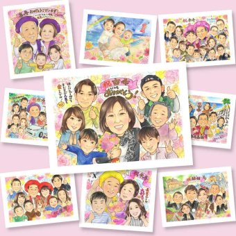 古希の記念に、写真から仕上げる手描き似顔絵です。初めての似顔絵注文でも安心です。 古希祝い 似顔絵 プレゼント 贈り物 ギフト 手描き 名入れ 古希 長寿 傘寿 記念 大人数 おじいちゃん おばあちゃん 祖父母 下書き確認 修正無料 名入れ 一生もの 親孝行 似てる 実績多数 一生もの 70歳 長寿祝い 古希 ハロウィン メモリアルギフト 披露宴 バレンタインデー 還暦祝い 節目 カラフル 色紙